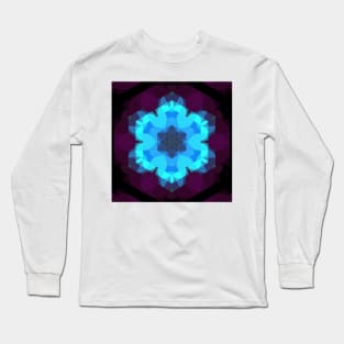 Retro Mandala Flower Blue and Purple Long Sleeve T-Shirt